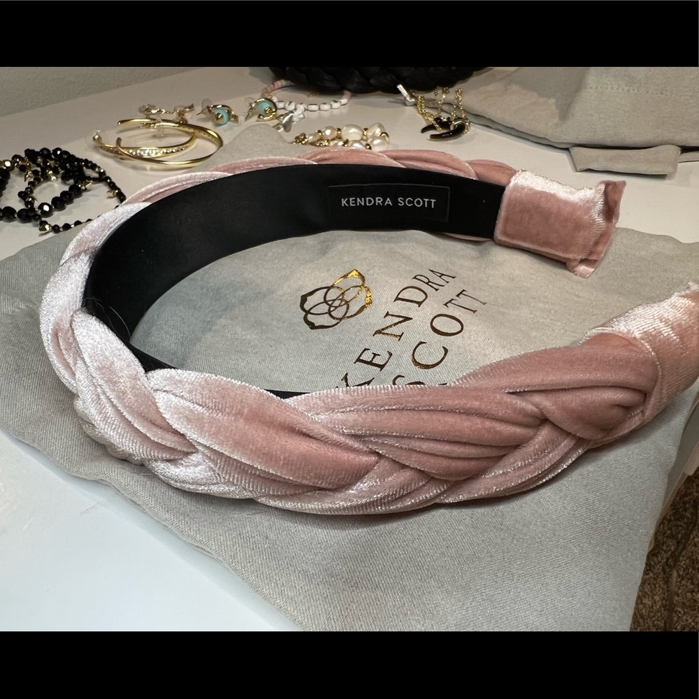 Kendra Scott Velvet Braided Headband in Blush Pink